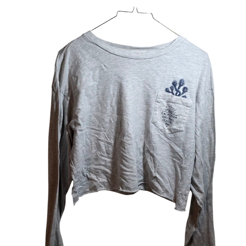 Vans Gray Crop Top with Blue Graphic